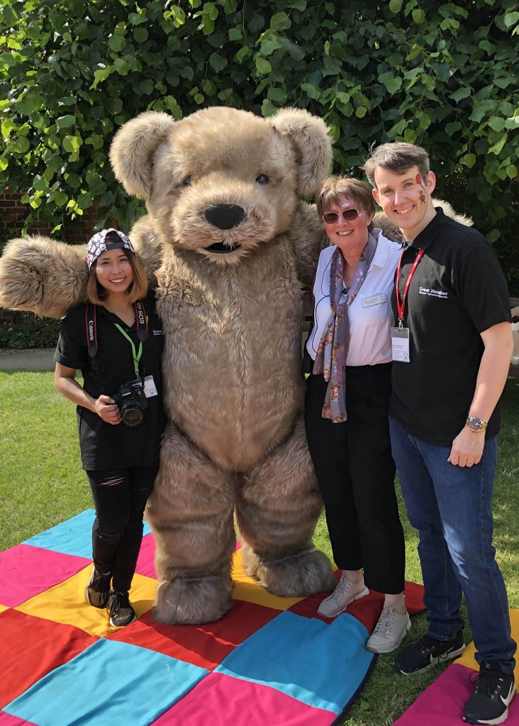 realistic jointed teddy bear costume hire by tv bears international