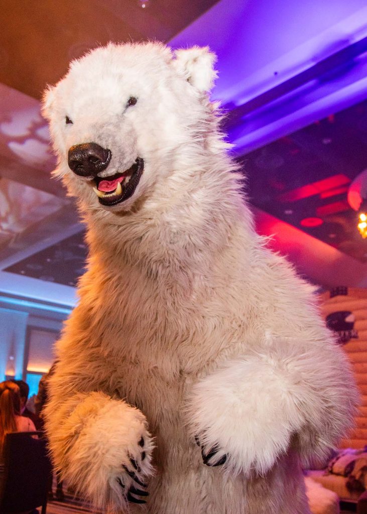 realistic polar bear suit for film tv and events by tv bears international