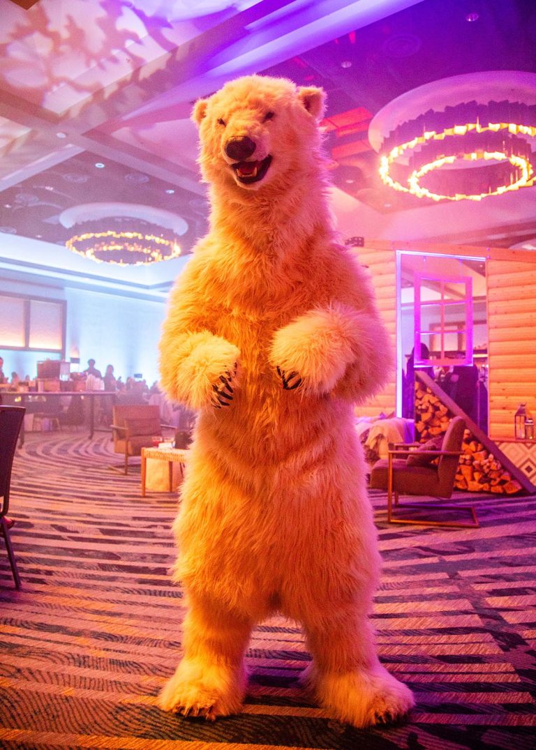 realistic polar bear suit for film tv and events by tv bears international